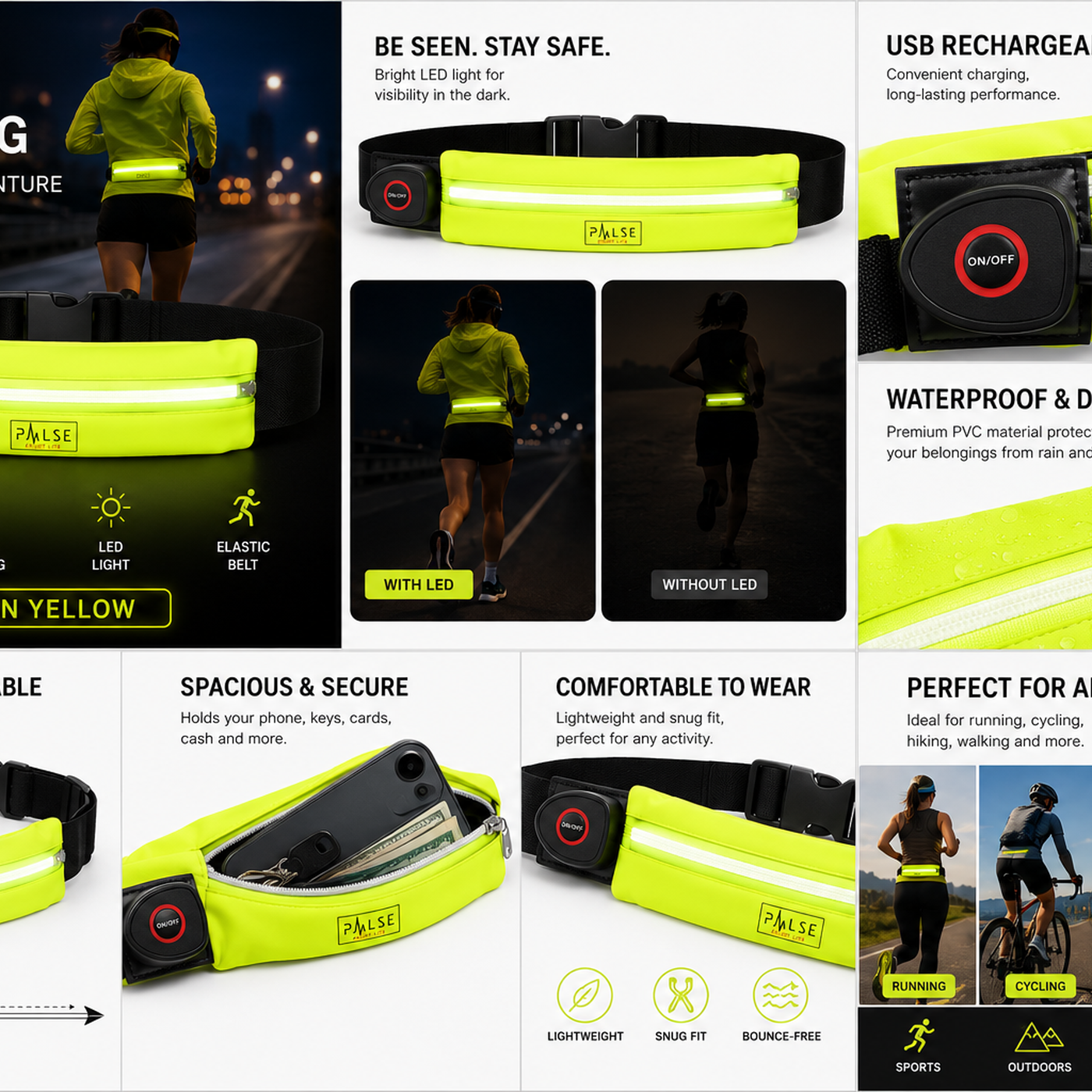 Pulse LED Waist Bag product details